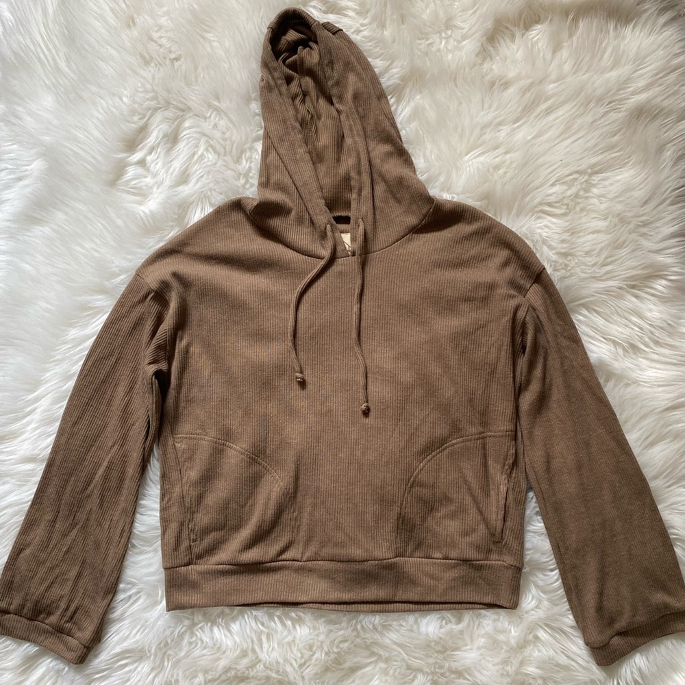 NWOT Chaser Ribbed Crop Pullover Hoodie